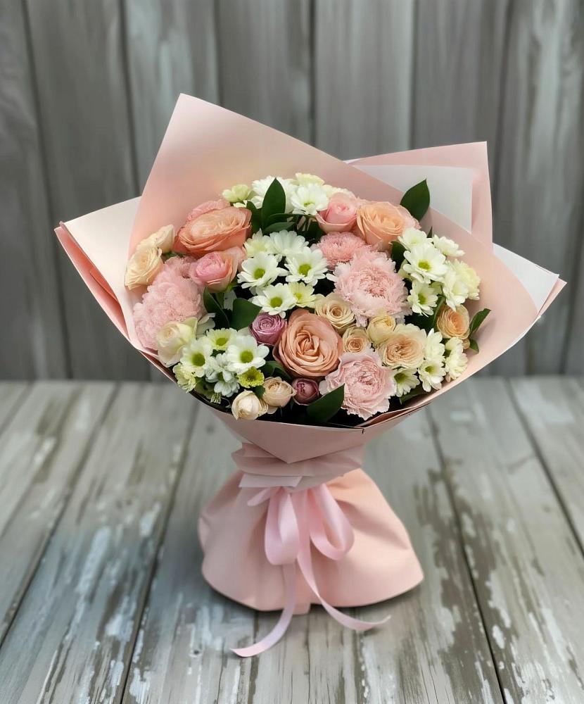 Букет цветов из: Гвоздики, Розы и Хризантемы в Красково