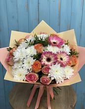 Букет цветов из:  Розы, Герберы и Хризантемы в Красково