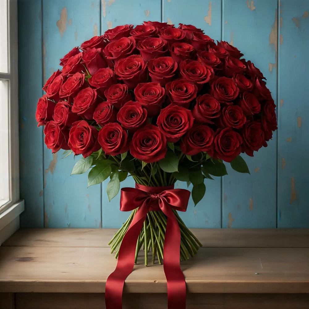 Букет Красные розы Блэк Меджик в Красково