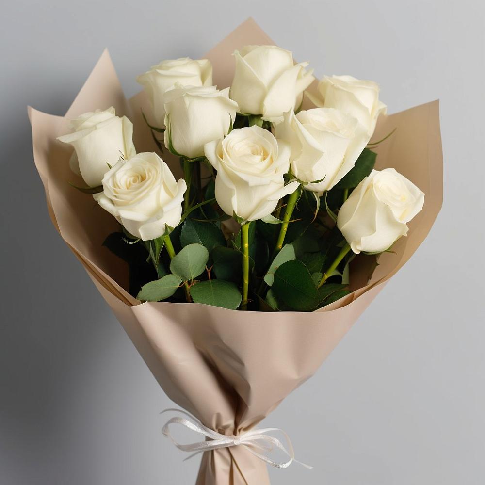 Букет 9 Белых роз Эдлесс Лав в Красково