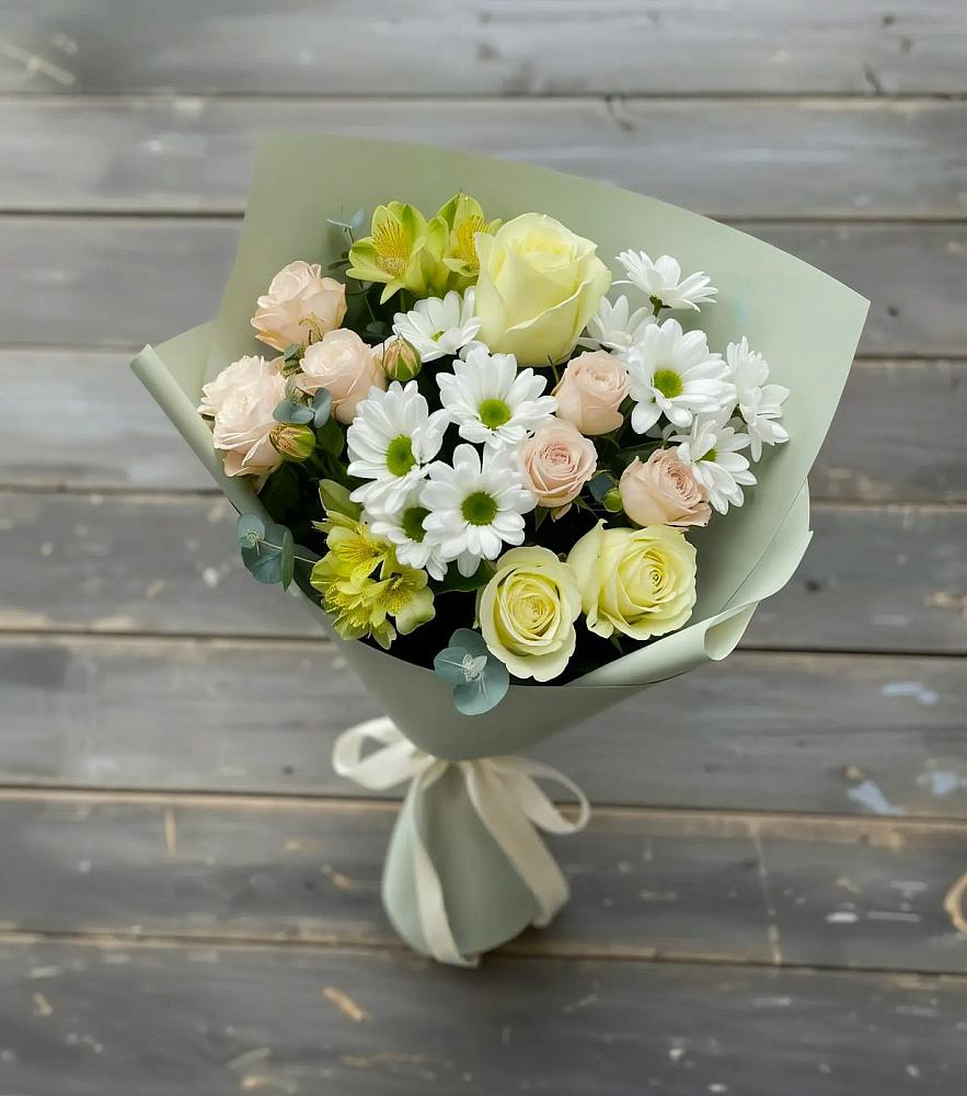 Букет цветов из: Альстромерии, Розы и Хризантемы в Красково
