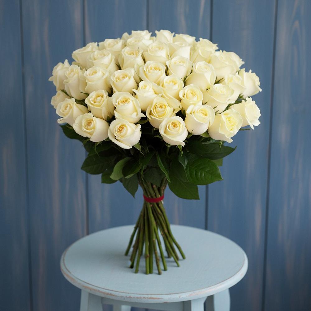 Букет 51 Белая роза Эдлесс Лав в Красково