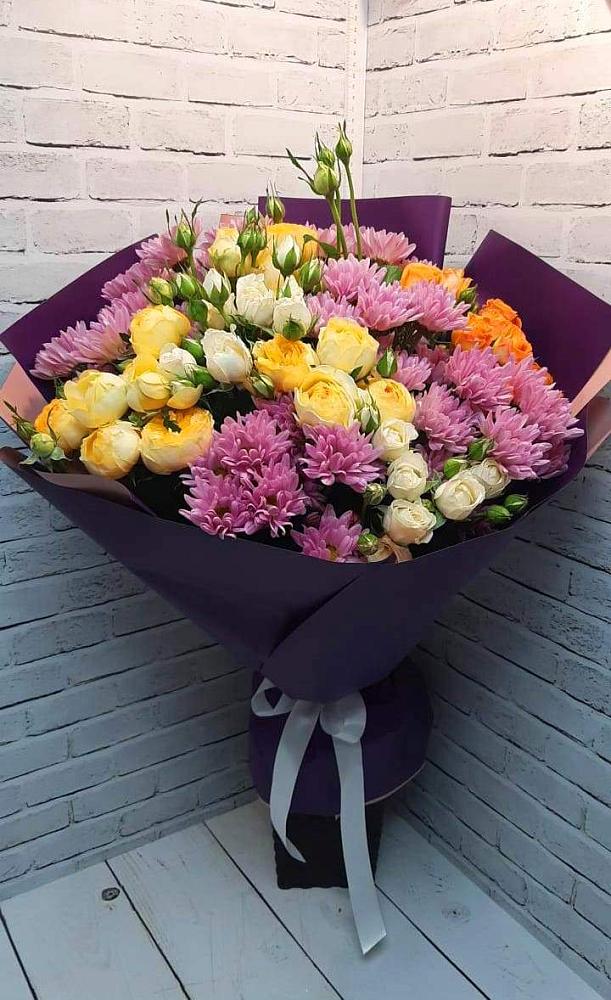 Букет цветов из: Хризантемы и Розы в Красково