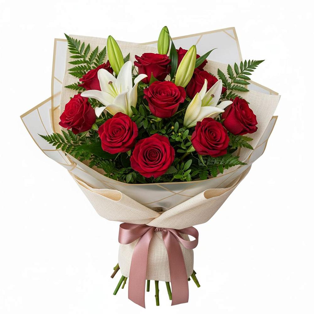 Букет цветов из: Лилии и Розы в Красково