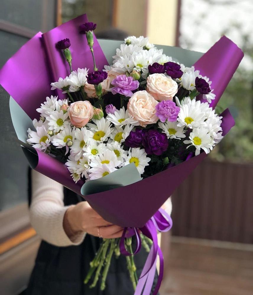 Букет цветов из: Хризантемы, Гвоздики и Розы в Красково