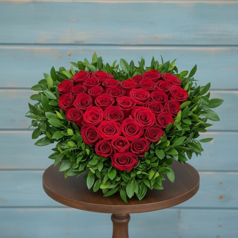 Цветочная композиция из Розы в виде сердца в Красково