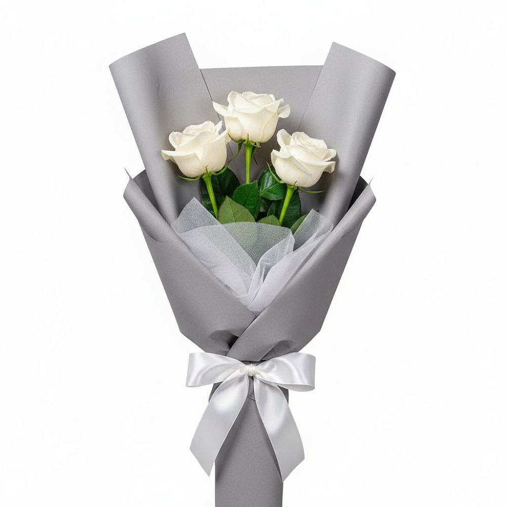 Букет 3 белые розы в Красково