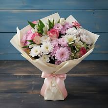 Букет цветов из:  Хризантемы, Альстромерии и Розы в Красково