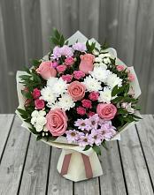 Букет цветов из:  Альстромерии, Гвоздики, Розы и Хризантемы в Красково