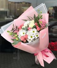 Букет цветов из:  Розы, Лизиантусы и Хризантемы в Красково