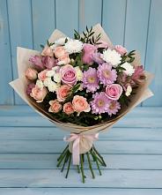 Букет цветов из:  Хризантемы, Розы и Альстромерии в Красково