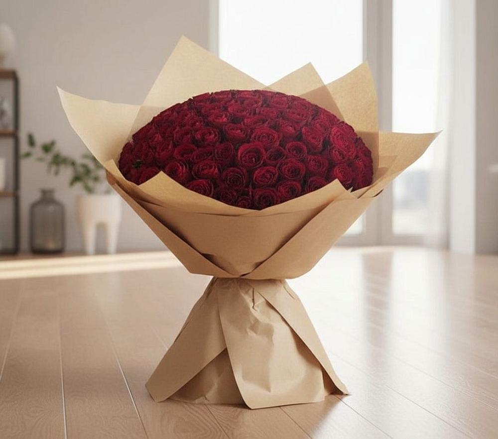 Букет 101 Красная роза в Красково