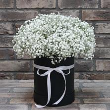 Цветочная композиция из Гипсофила в шляпной коробке в Красково
